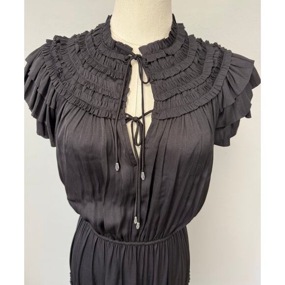 NWT $495 Elie Tahari RUNWAY Black Pleated Ruffle Maxi Dress - Picture 8 of 10